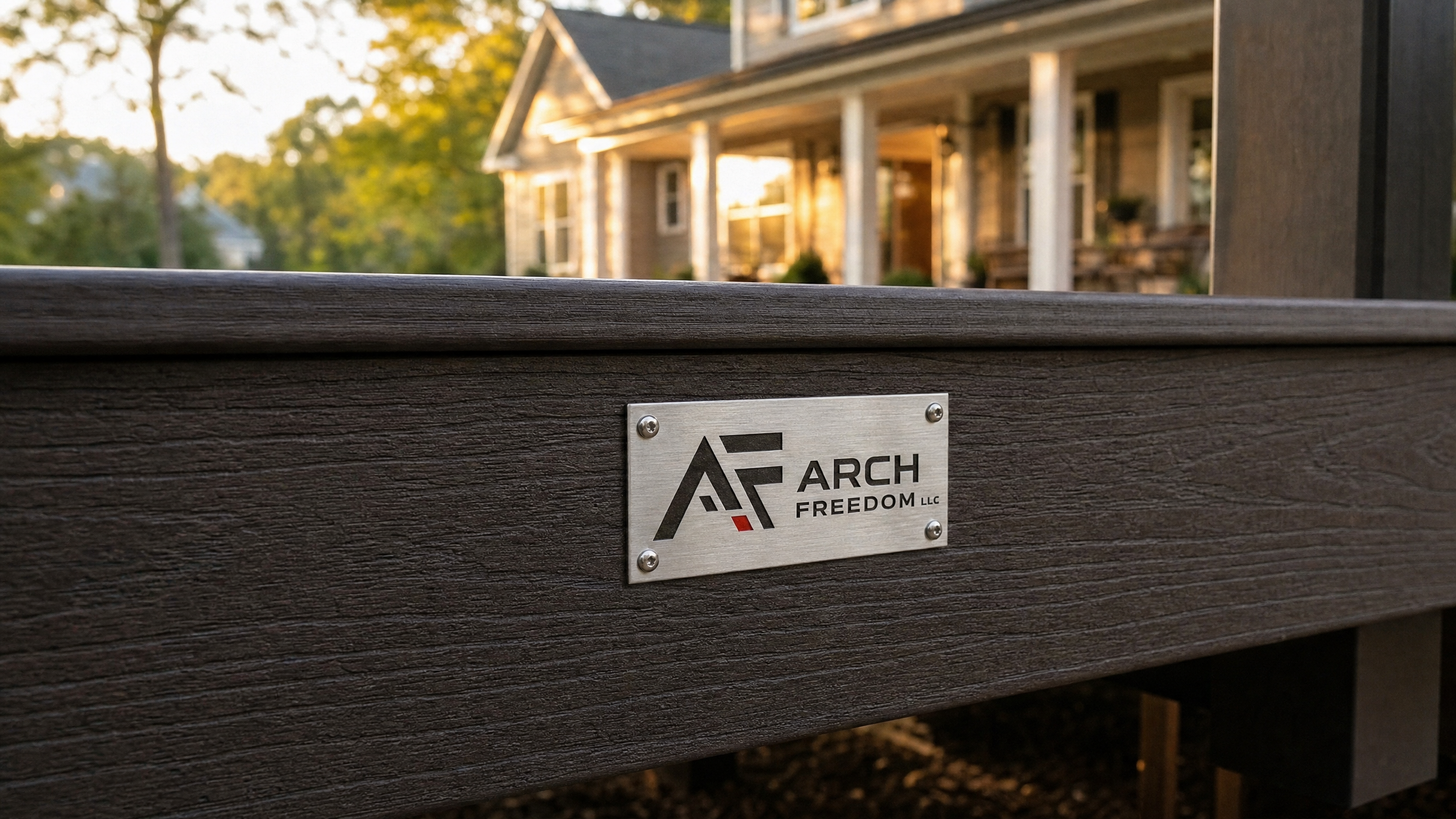 ARCH Freedom LLC brushed stainless placard on composite deck